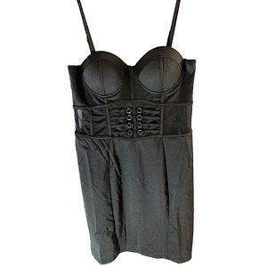 Women's Black Spaghetti Strap Bustier Dress Size L